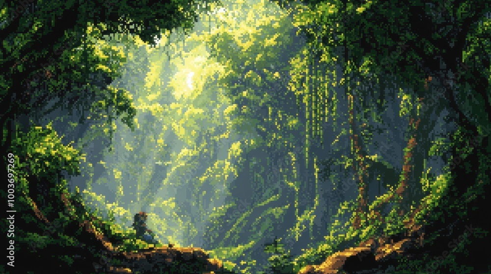 Lush Forest Scene with Sunlight and Greenery Lush Forest Scene with Sunlight and Greenery