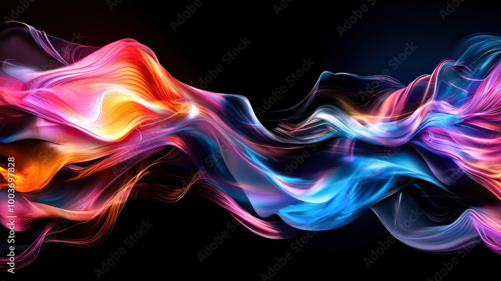 Colorful abstract waves on a dark background Colorful abstract waves on a dark background