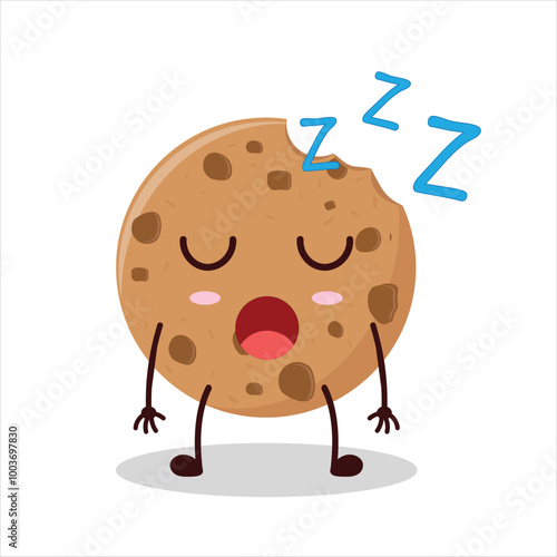 Cute rest expression of bite cookies cartoon character