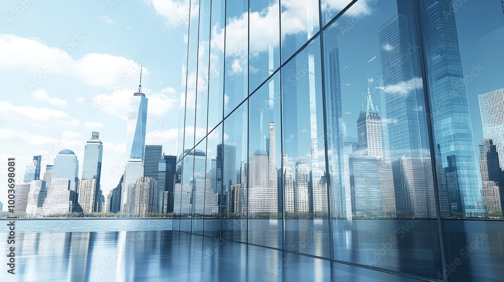 Sleek Futuristic Skyscraper with Glass Panels Sleek Futuristic Skyscraper with Glass Panels