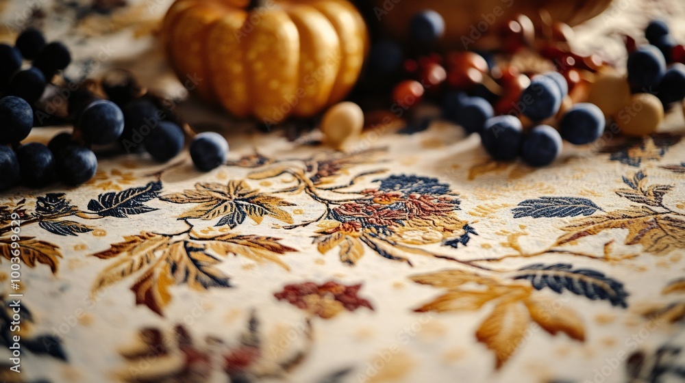 A background showcasing a detailed table runner with Thanksgiving patterns, perfect for a holiday feast. A background showcasing a detailed table runner with Thanksgiving patterns, perfect for a holiday feast.