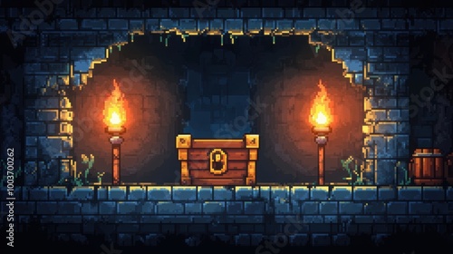 Treasure Chest in Dark Cave Environment photo