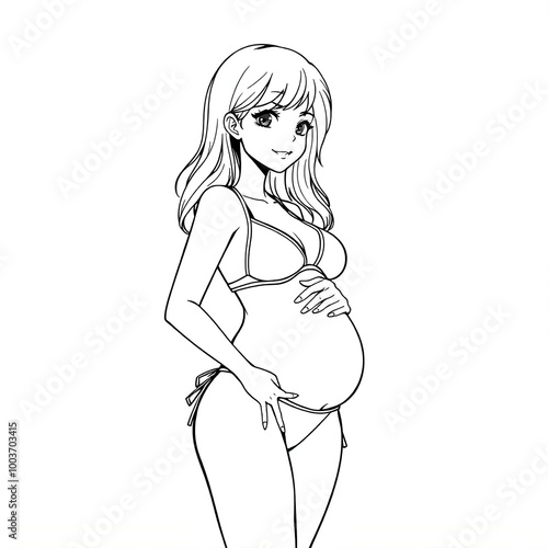 Pregnant women in bikini