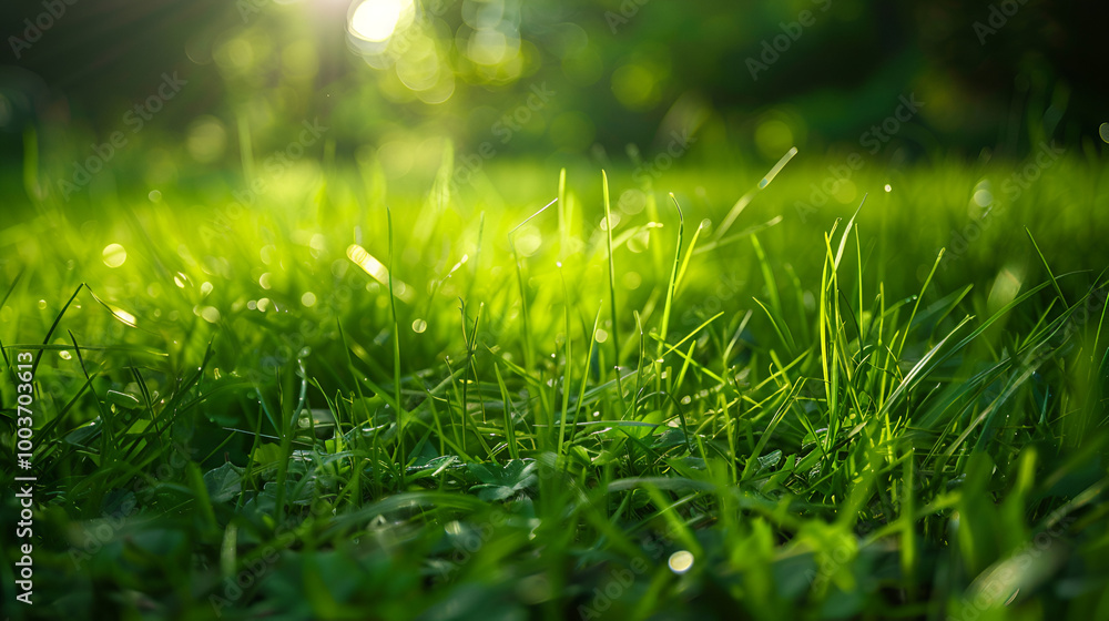 Obraz premium green grass in the morning