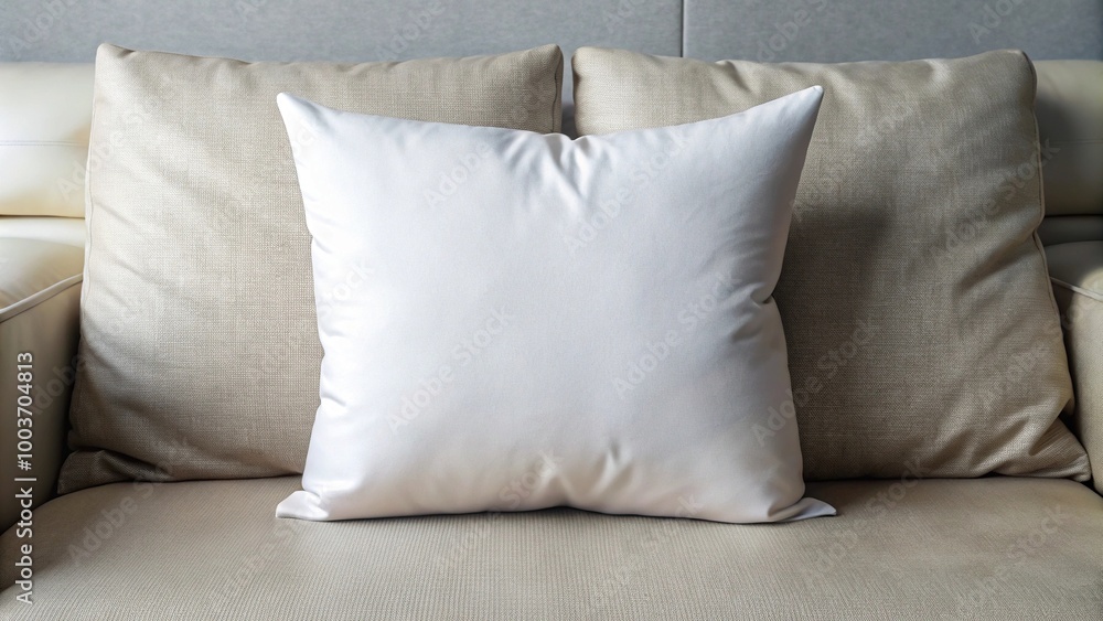 White decorative pillow mock up on the couch White decorative pillow mock up on the couch
