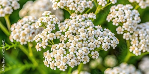 White flowers of Achillea Peardrop from above photo