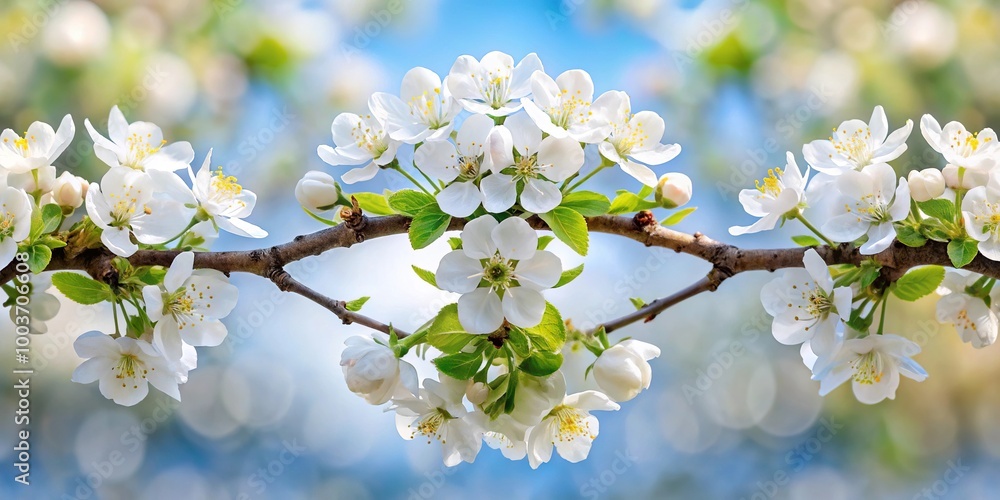 White flowers on a branch of a blossoming apple tree White flowers on a branch of a blossoming apple tree