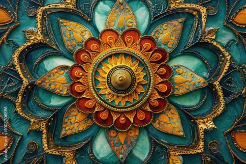 Vibrant Indian Mandala Art for Cultural and Decorative Use photo