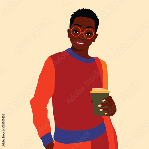 Stylish afro black woman in elegant art style vector
