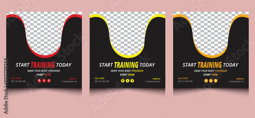 Simple elegant black background unique minimalist creative modern professional abstract business web advertising fitness gym sports yoga ad square social media promotion banner post design template.