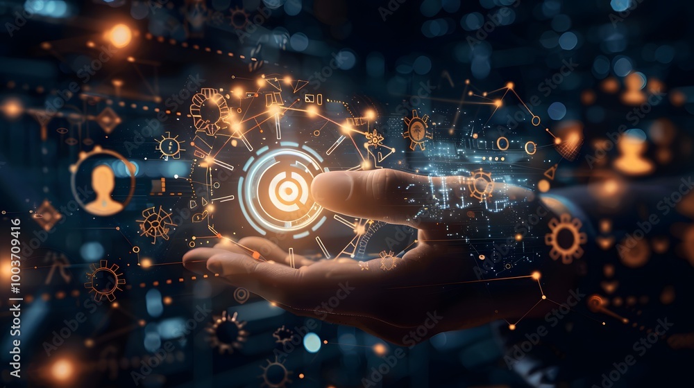A dynamic environment where business workflows are optimized and automated, with interconnected processes and glowing metrics illustrating improved efficiency and adaptability A dynamic environment where business workflows are optimized and automated, with interconnected processes and glowing metrics illustrating improved efficiency and adaptability