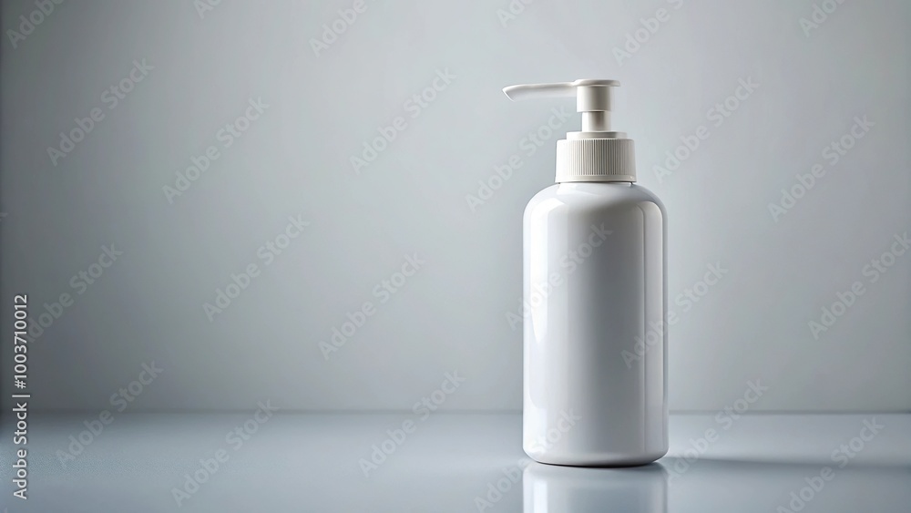 White lotion bottle with pump lid on white background White lotion bottle with pump lid on white background