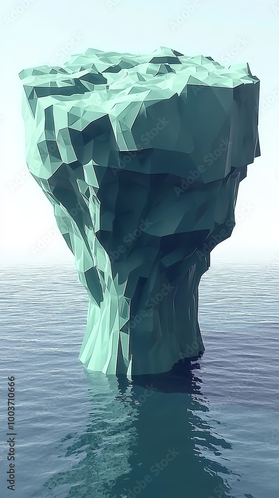 Obraz premium An iceberg floats in the ocean, surrounded by blue sky and scattered clouds