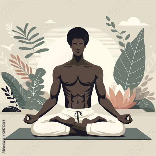 Wallpaper Mural vector style illustration flat yoga man Torontodigital.ca