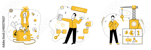 Structured thinking vector illustration. Innovation transforms into opportunities in crucible strategic minds Progress flourishes where individuality and structured thinking intersect