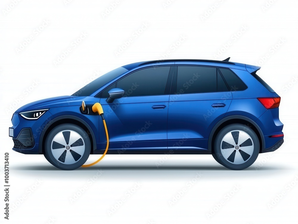 Obraz premium Electric blue SUV with charging port