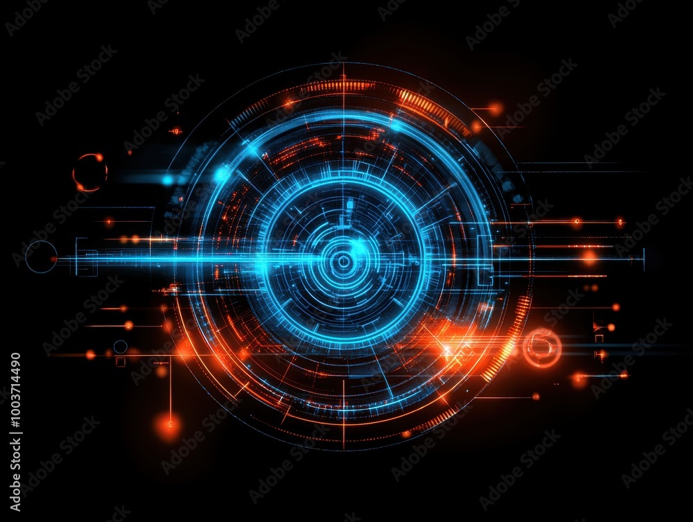 Futuristic digital interface, black background Futuristic digital interface, black background