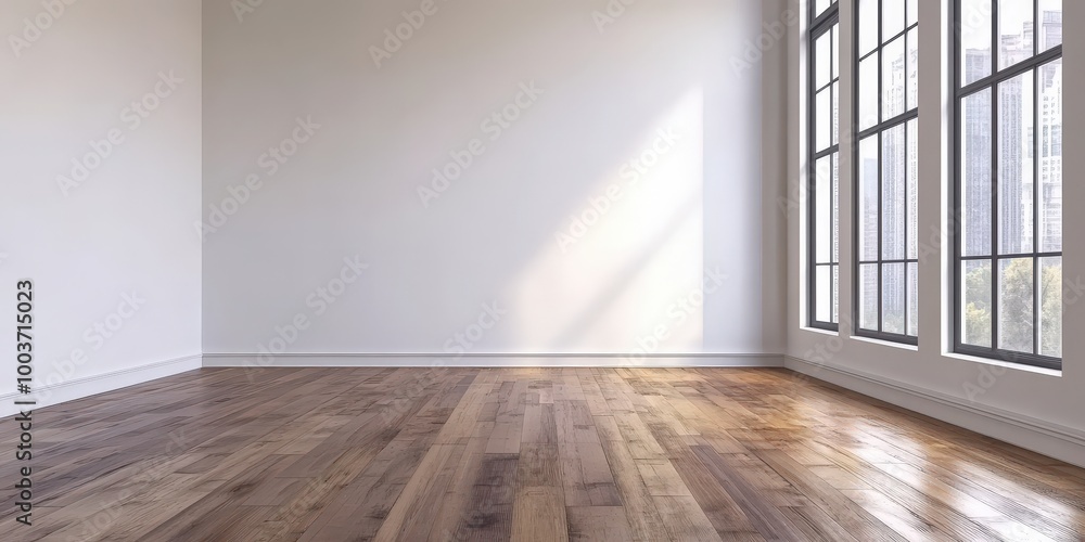 Bright and Spacious Empty Room with Wooden Floor Bright and Spacious Empty Room with Wooden Floor