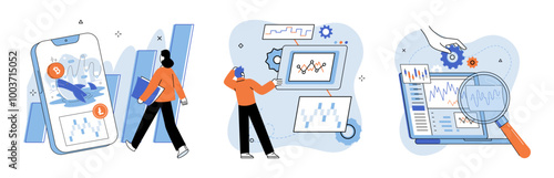 Technical analysis. Vector illustration. Finance professionals utilize technical analysis to make informed decisions about investments The technical analysis metaphor highlights importance