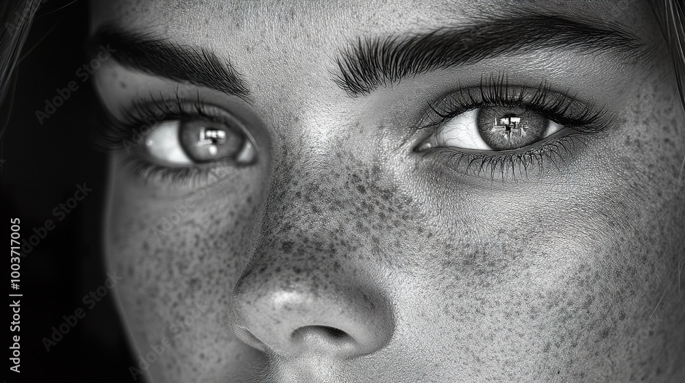 Intense Gaze: A Close-Up Portrait of a Woman's Face Intense Gaze: A Close-Up Portrait of a Woman's Face