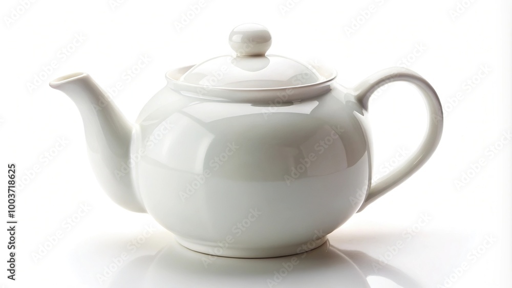 white teapot with clean lines, isolated on white background white teapot with clean lines, isolated on white background