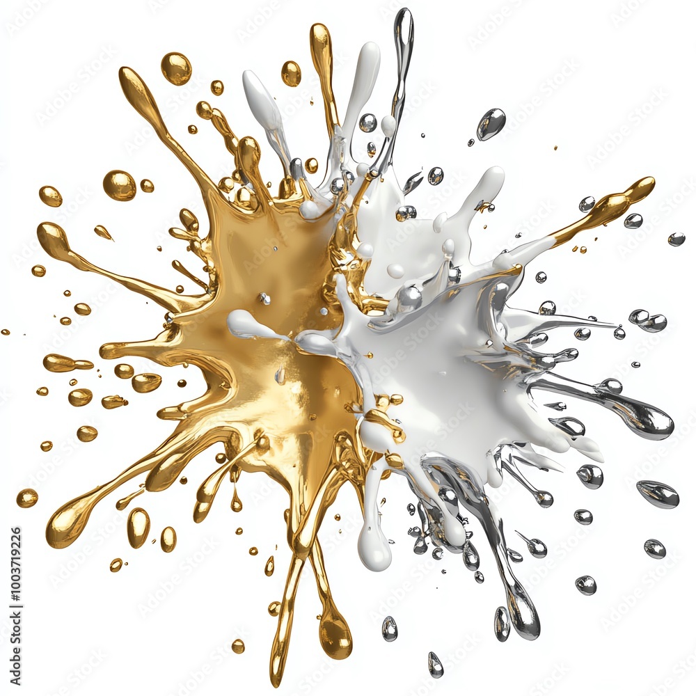 Gold and silver paint splashes on white background Gold and silver paint splashes on white background
