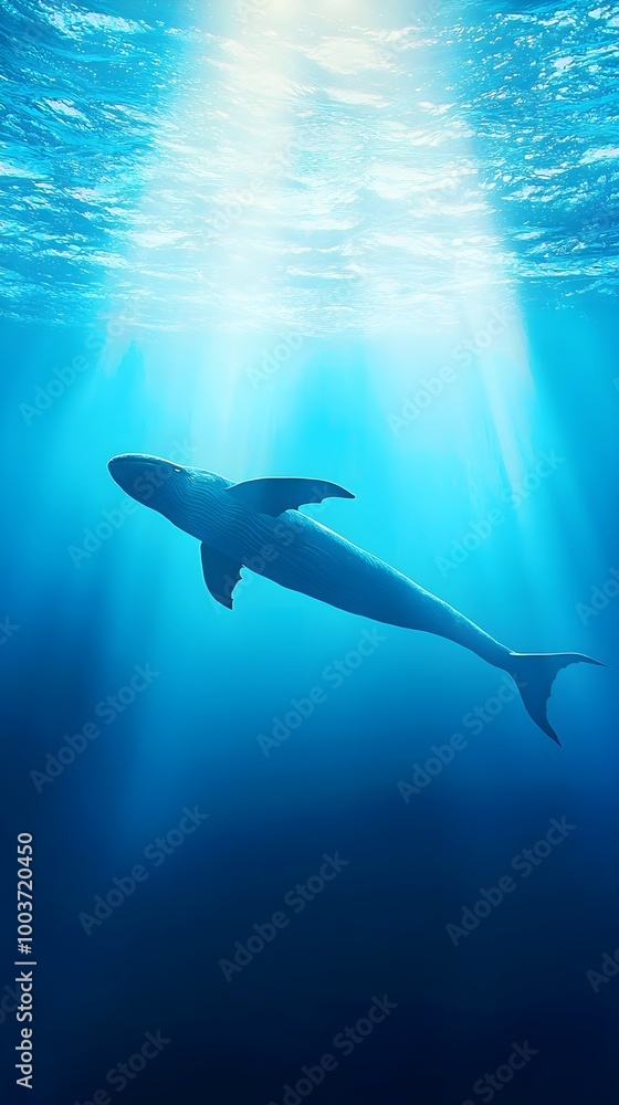 Fototapeta premium Whale Swimming Underwater