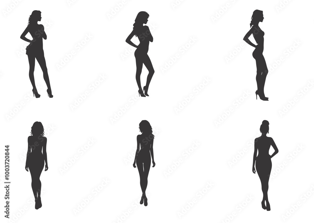 Silhouettes of Fashionable Women in Elegant Poses Silhouettes of Fashionable Women in Elegant Poses