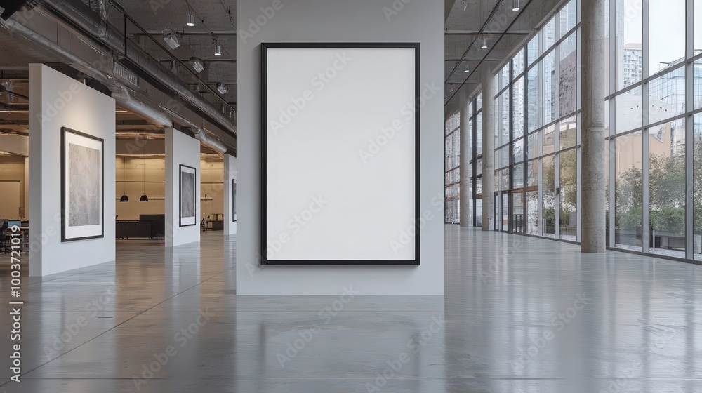Blank Wall Frame in Modern Art Gallery Blank Wall Frame in Modern Art Gallery