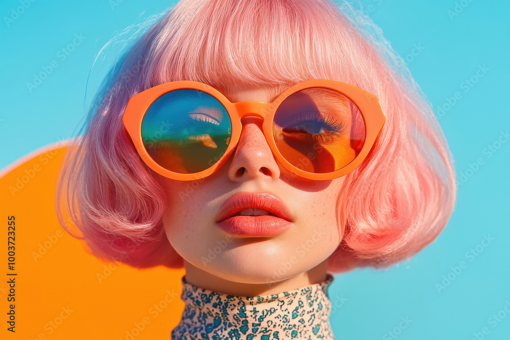 Obraz premium young woman with pink hair