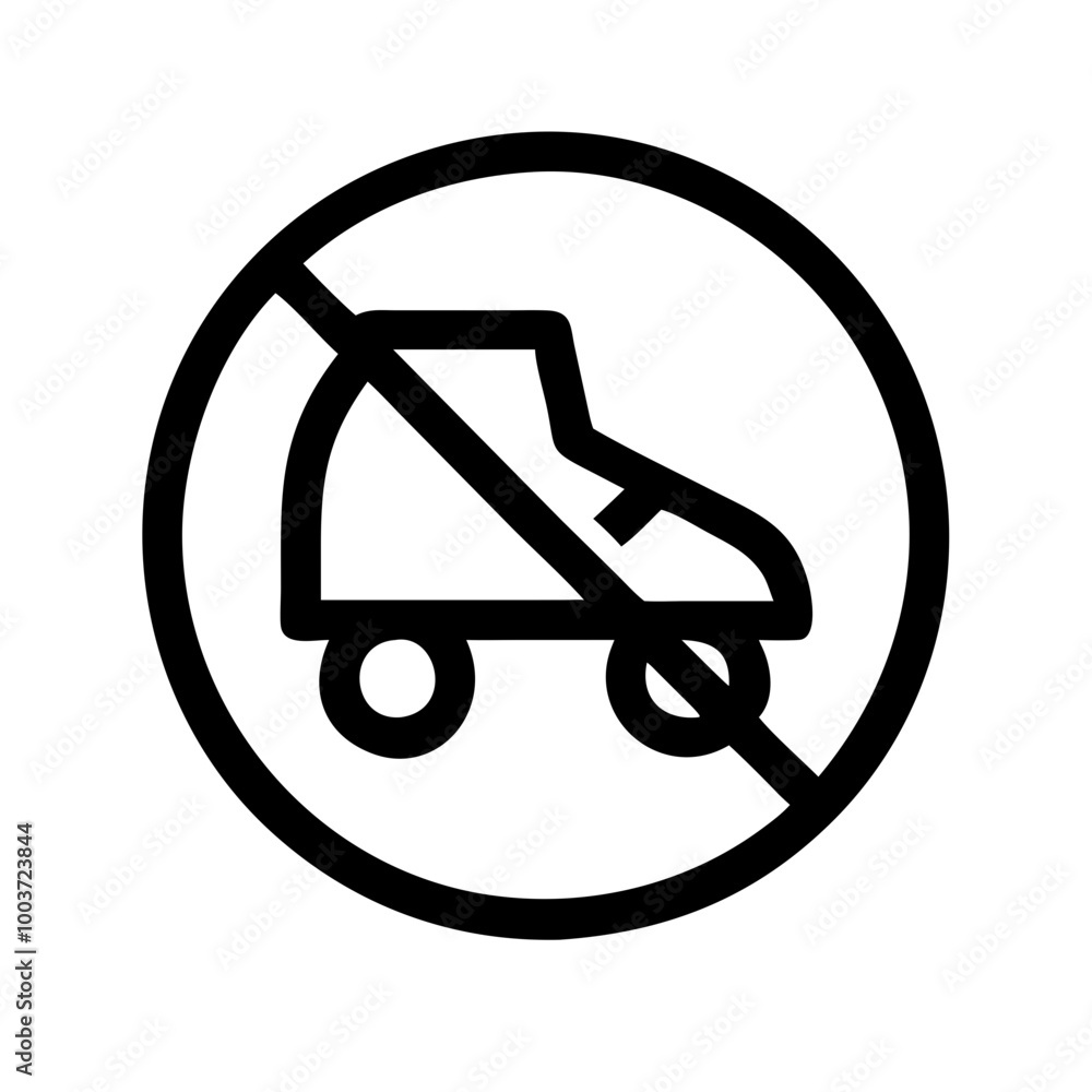 No rollerblades sign icon with prohibition symbol and clear background No rollerblades sign icon with prohibition symbol and clear background