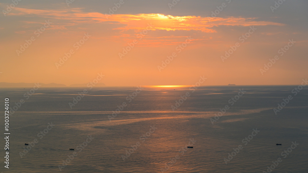 beautiful view of golden sea and sky in the evening, natural background beautiful view of golden sea and sky in the evening, natural background