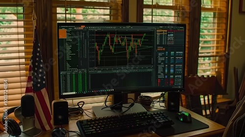 Wallpaper Mural Modern Trading Setup with Monitor and Accessories Torontodigital.ca