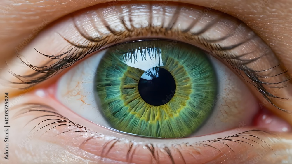 Fototapeta premium large bright green iris of the eye