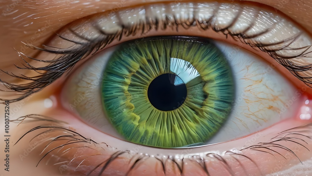 Fototapeta premium large bright green iris of the eye