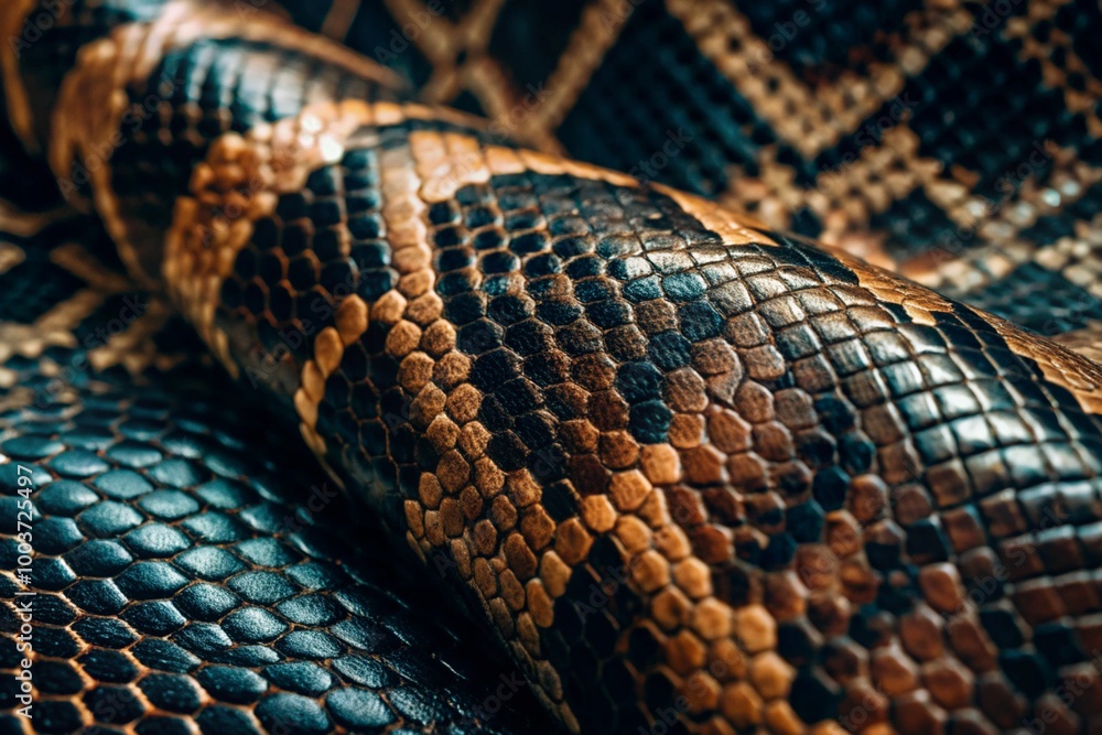 The texture of natural snakeskin. Close-up. The New Year of the snake 2025. Leather background of reptiles.