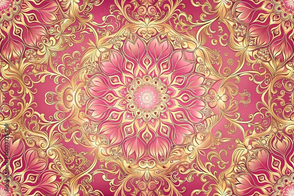 Luxurious pink and gold symmetrical background perfect for wallpaper Luxurious pink and gold symmetrical background perfect for wallpaper
