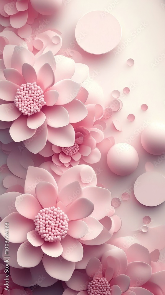 A tight shot of a pink bloom against a white backdrop, featuring bubbles at its base A tight shot of a pink bloom against a white backdrop, featuring bubbles at its base