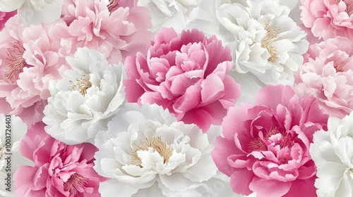 A close up of a bunch of white and pink flowers