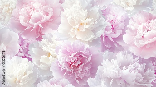 A close up of a bunch of white and pink flowers