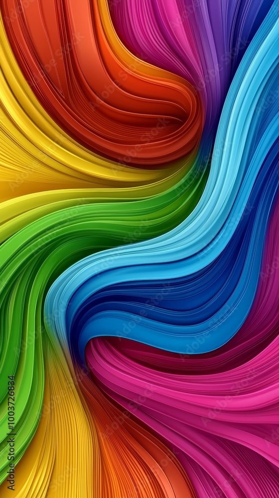 Obraz premium A detailed view of a multicolored backdrop, featuring undulating waves shaped like a rainbow