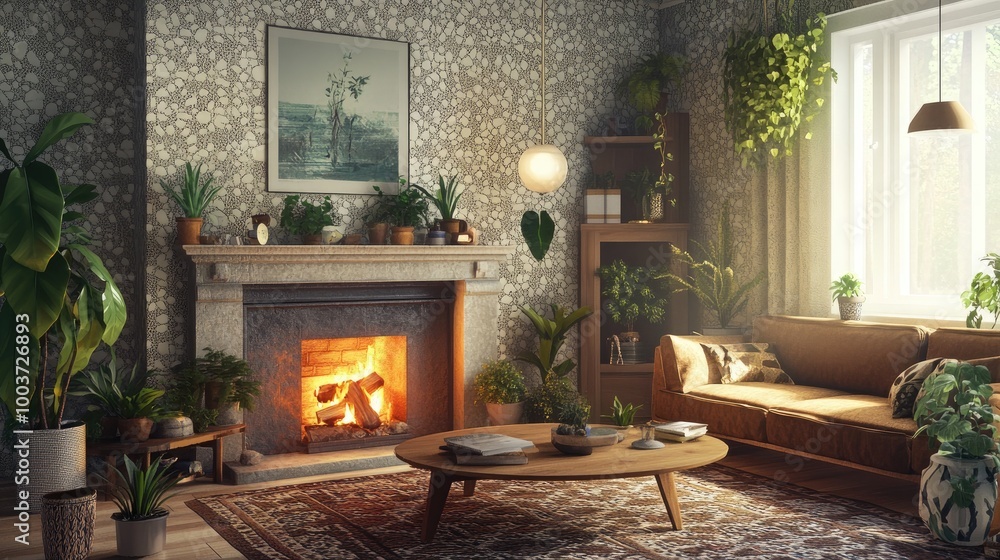A cozy living room featuring an eclectic mix of patterns and textures A cozy living room featuring an eclectic mix of patterns and textures
