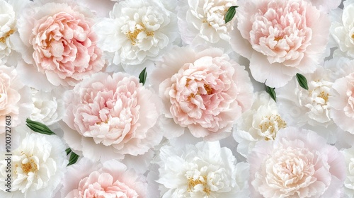 A close up of a bunch of white and pink flowers