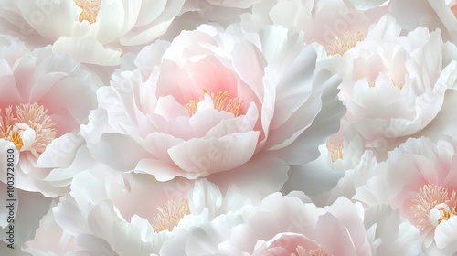A close up of a bunch of white and pink flowers