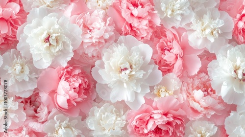A close up of a bunch of white and pink flowers