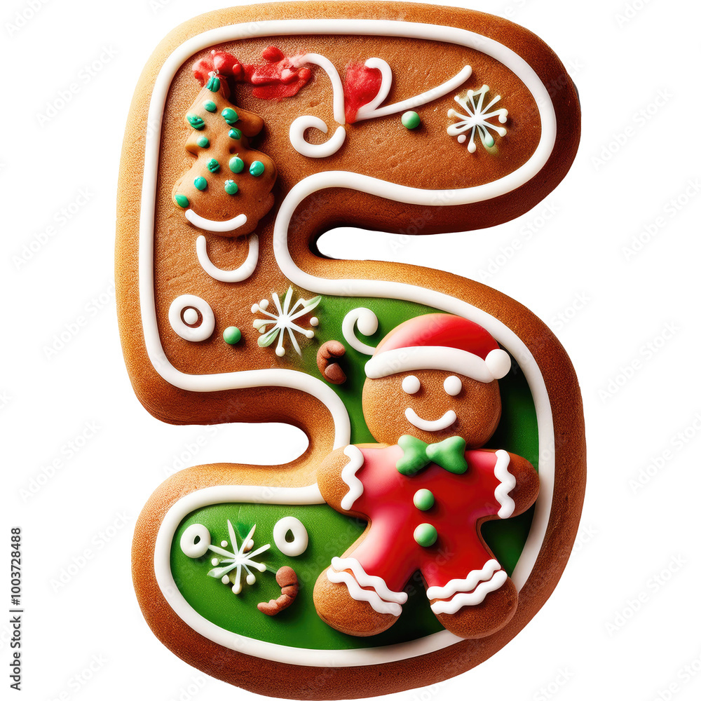 Numeric letter 5 Christmas Gingerbread Numeric letter 5 Christmas Gingerbread