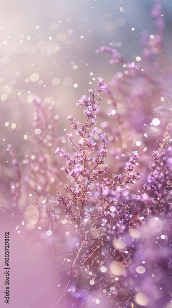Soft Purple Flowers with Sparkling Bokeh Effect Soft Purple Flowers with Sparkling Bokeh Effect