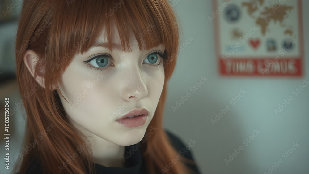 Portrait of a Young Woman with Striking Features Portrait of a Young Woman with Striking Features