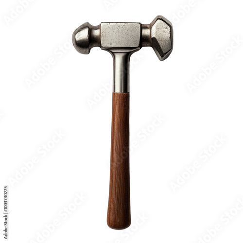 Heavy steel hammer on a white isolated background.