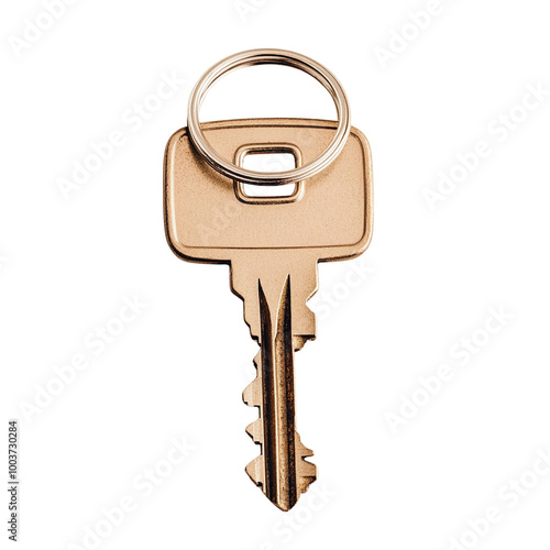 Golden key on a white isolated background. photo